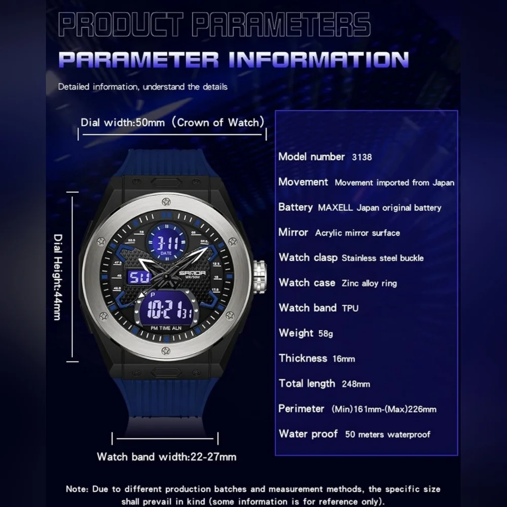 Men's Waterproof Tactical Stainless Steel Watch 5 ATM